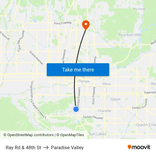 Ray Rd & 48th St to Paradise Valley map
