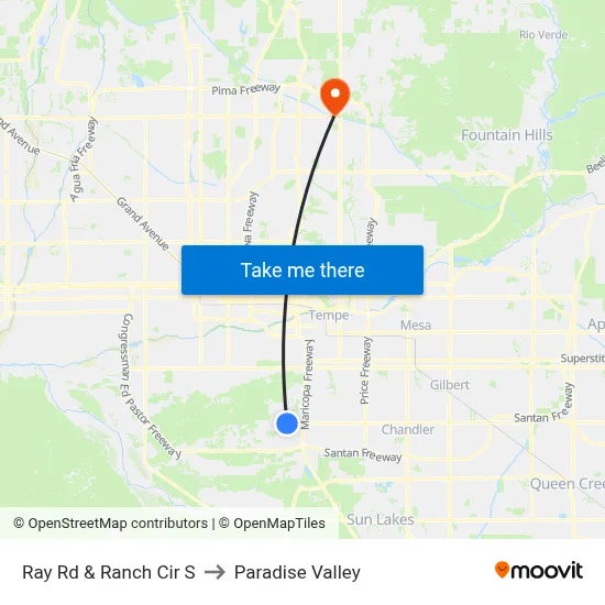 Ray Rd & Ranch Cir S to Paradise Valley map
