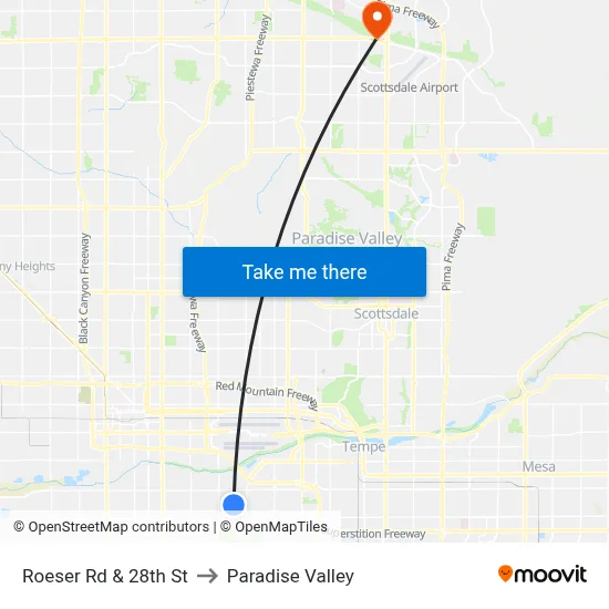 Roeser Rd & 28th St to Paradise Valley map