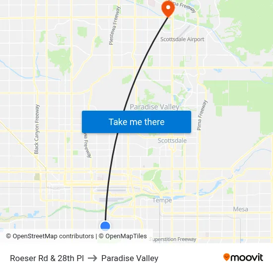 Roeser Rd & 28th Pl to Paradise Valley map