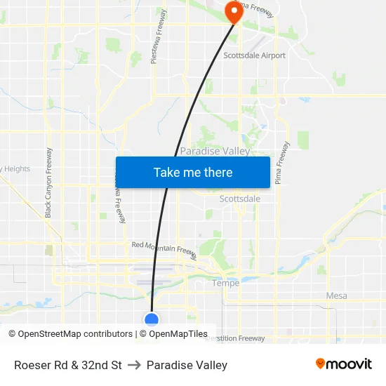 Roeser Rd & 32nd St to Paradise Valley map