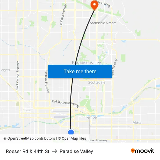 Roeser Rd & 44th St to Paradise Valley map