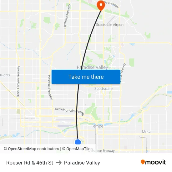 Roeser Rd & 46th St to Paradise Valley map