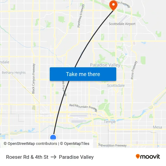 Roeser Rd & 4th St to Paradise Valley map