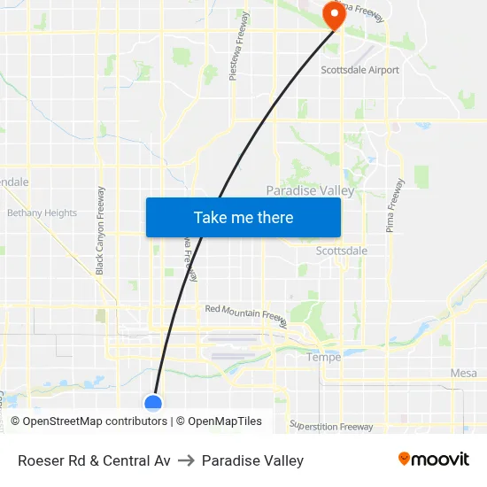 Roeser Rd & Central Av to Paradise Valley map