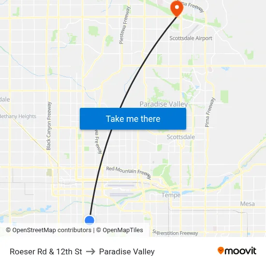 Roeser Rd & 12th St to Paradise Valley map