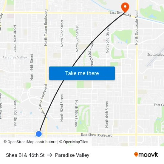 Shea Bl & 46th St to Paradise Valley map