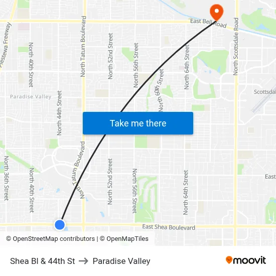 Shea Bl & 44th St to Paradise Valley map