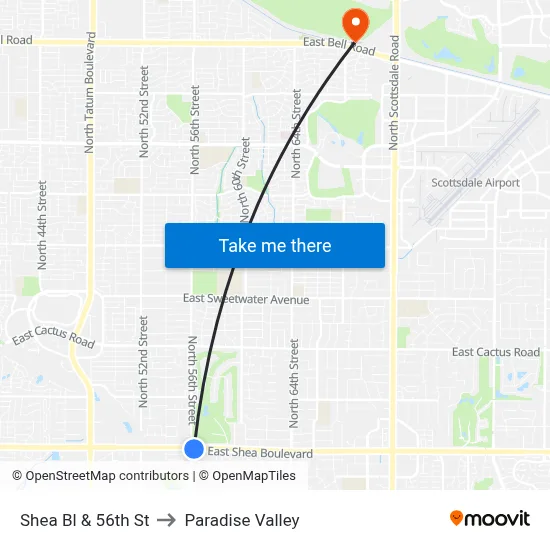 Shea Bl & 56th St to Paradise Valley map