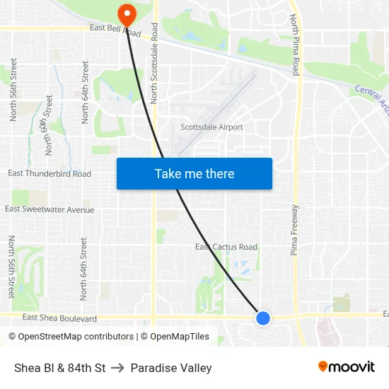 Shea Bl & 84th St to Paradise Valley map