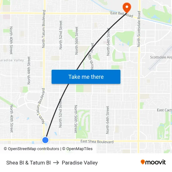 Shea Bl & Tatum Bl to Paradise Valley map