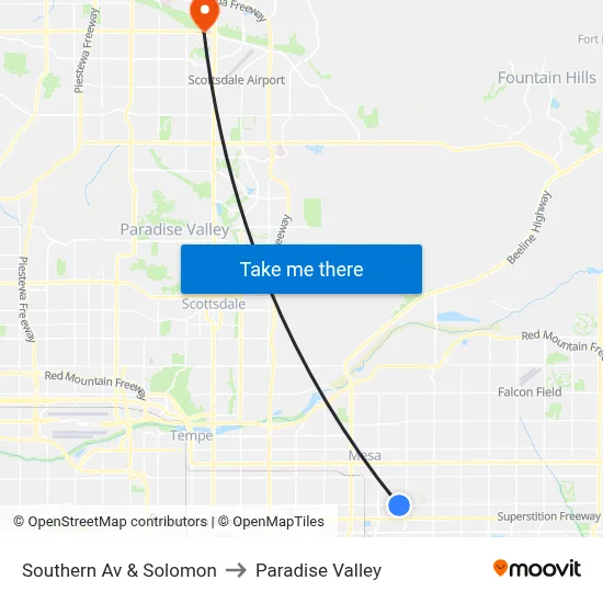 Southern Av & Solomon to Paradise Valley map