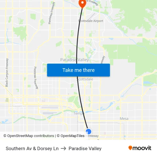 Southern Av & Dorsey Ln to Paradise Valley map