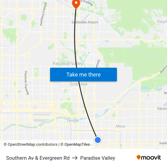 Southern Av & Evergreen Rd to Paradise Valley map