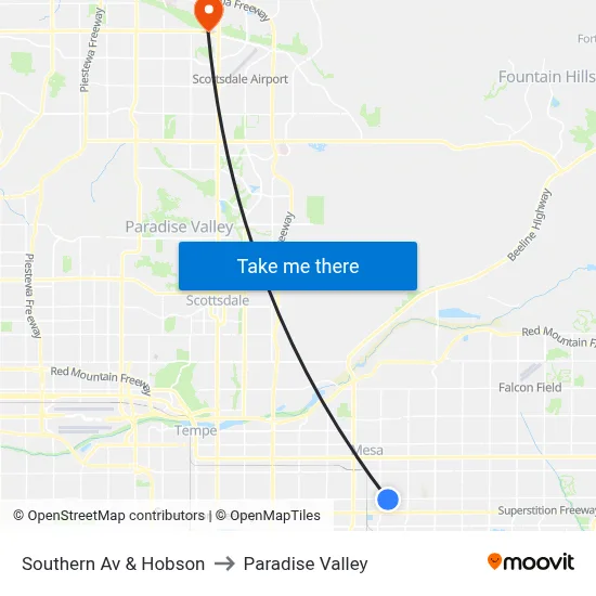 Southern Av & Hobson to Paradise Valley map