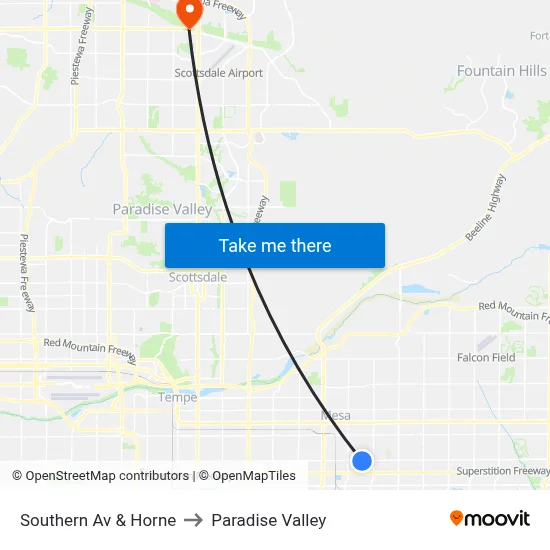 Southern Av & Horne to Paradise Valley map