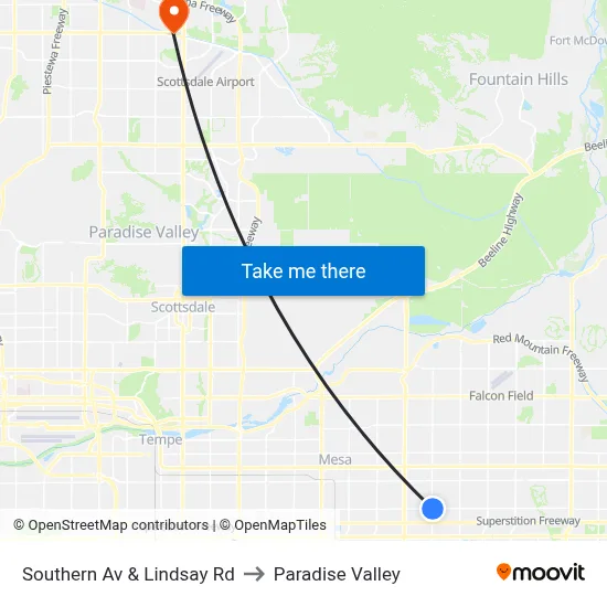Southern Av & Lindsay Rd to Paradise Valley map