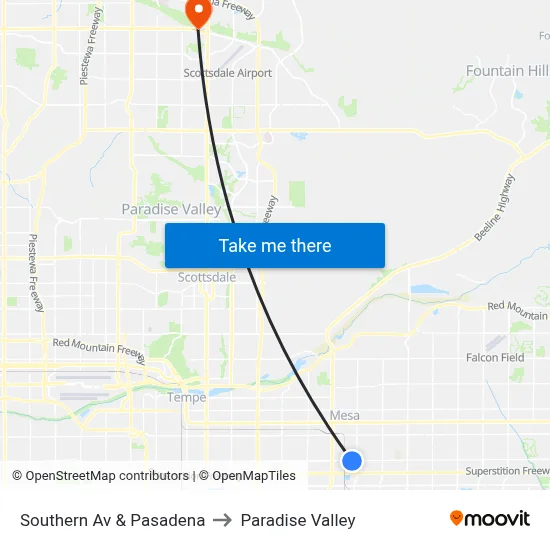 Southern Av & Pasadena to Paradise Valley map