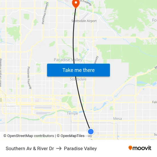 Southern Av & River Dr to Paradise Valley map