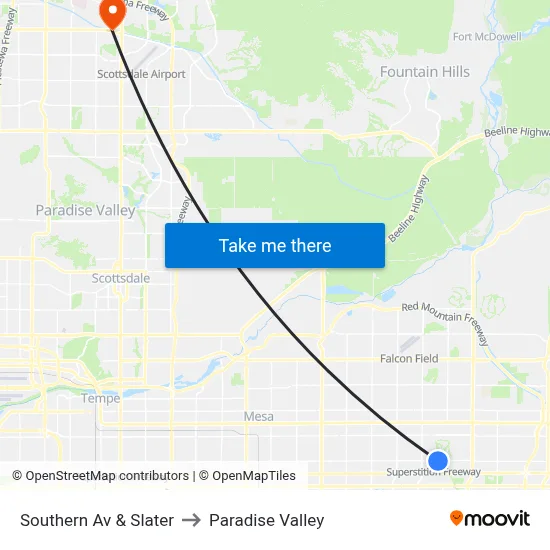 Southern Av & Slater to Paradise Valley map