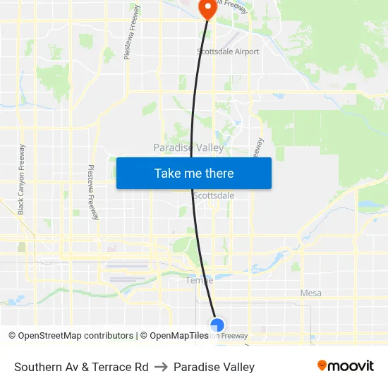 Southern Av & Terrace Rd to Paradise Valley map