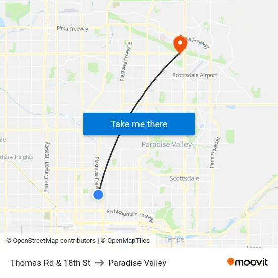 Thomas Rd & 18th St to Paradise Valley map