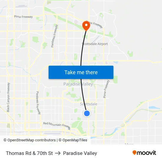 Thomas Rd & 70th St to Paradise Valley map