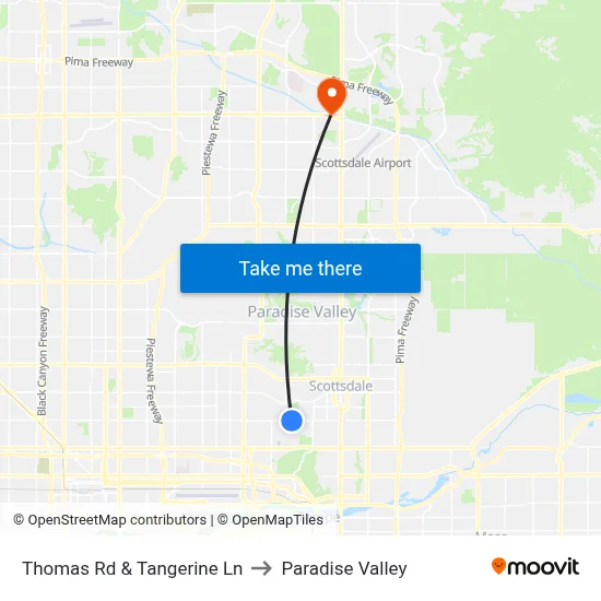 Thomas Rd & Tangerine Ln to Paradise Valley map