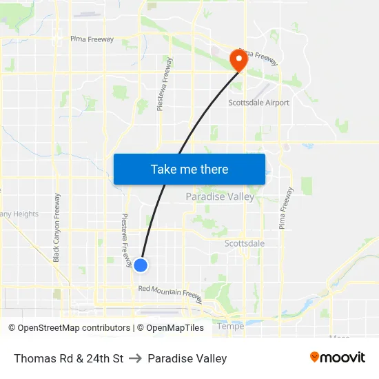 Thomas Rd & 24th St to Paradise Valley map