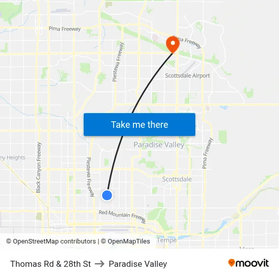Thomas Rd & 28th St to Paradise Valley map