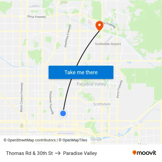 Thomas Rd & 30th St to Paradise Valley map