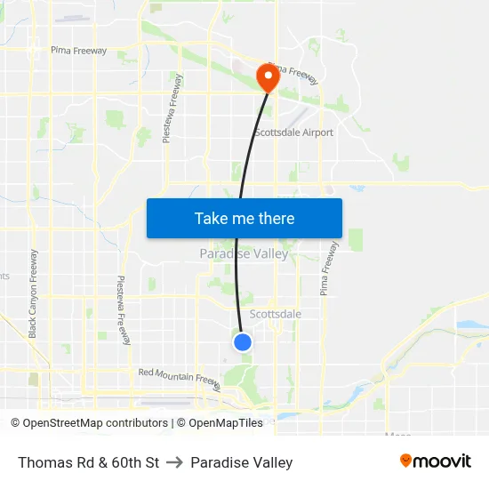 Thomas Rd & 60th St to Paradise Valley map