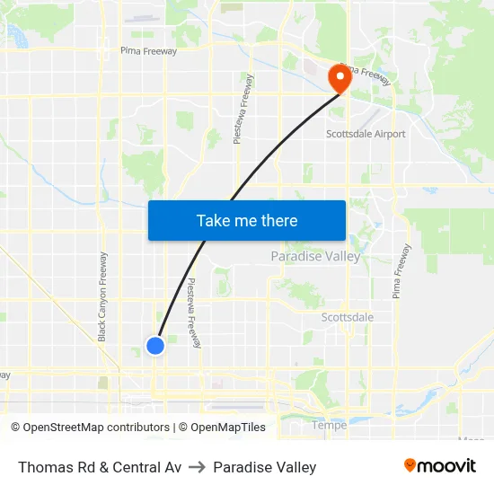 Thomas Rd & Central Av to Paradise Valley map