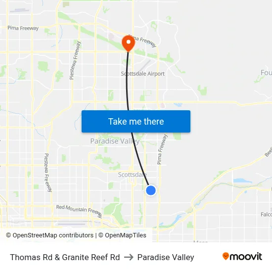 Thomas Rd & Granite Reef Rd to Paradise Valley map