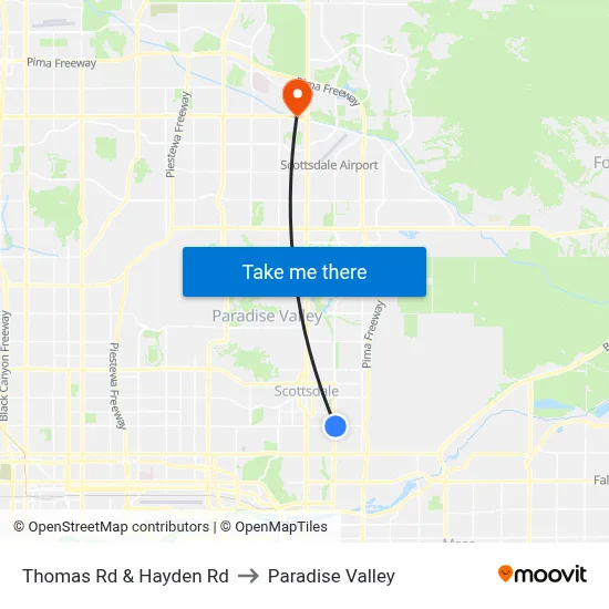 Thomas Rd & Hayden Rd to Paradise Valley map
