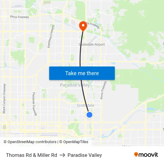 Thomas Rd & Miller Rd to Paradise Valley map