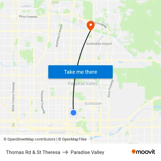 Thomas Rd & St Theresa to Paradise Valley map