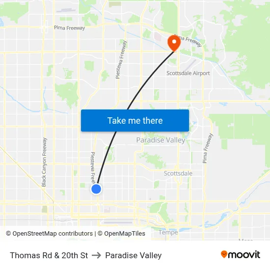 Thomas Rd & 20th St to Paradise Valley map