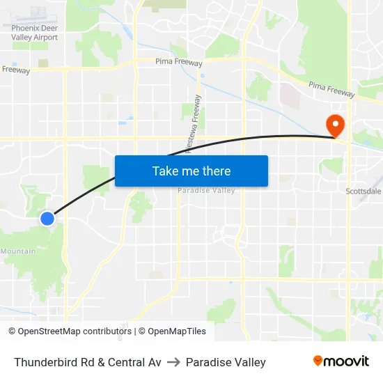 Thunderbird Rd & Central Av to Paradise Valley map