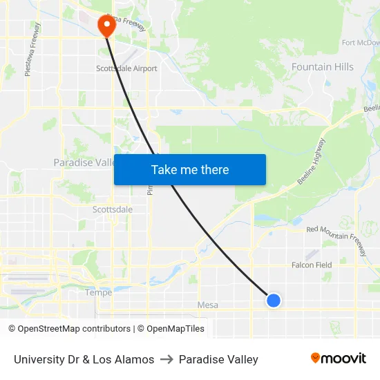 University Dr & Los Alamos to Paradise Valley map