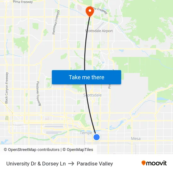 University Dr & Dorsey Ln to Paradise Valley map