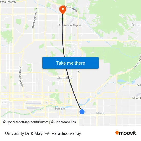 University Dr & May to Paradise Valley map