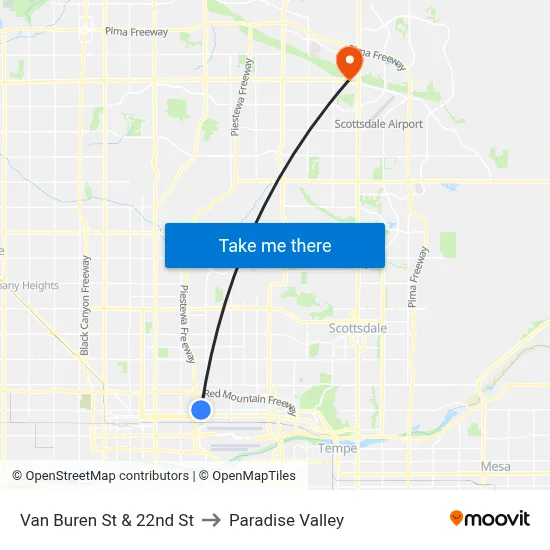 Van Buren St & 22nd St to Paradise Valley map