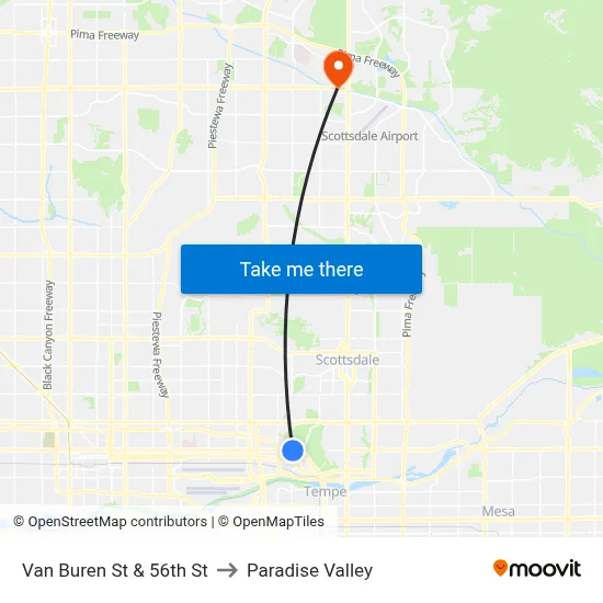 Van Buren St & 56th St to Paradise Valley map