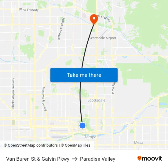 Van Buren St & Galvin Pkwy to Paradise Valley map