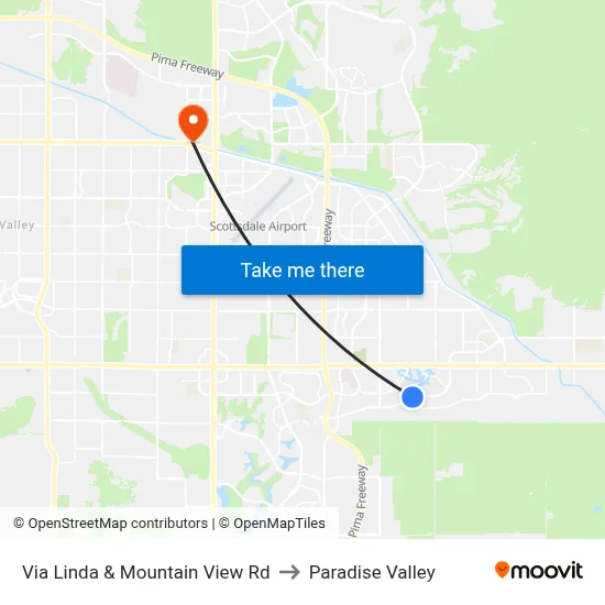 Via Linda & Mountain View Rd to Paradise Valley map