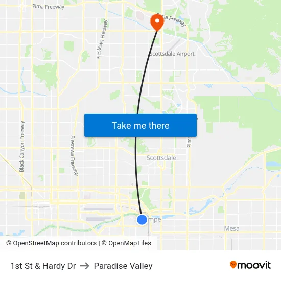 1st St & Hardy Dr to Paradise Valley map
