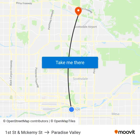 1st St & Mckemy St to Paradise Valley map