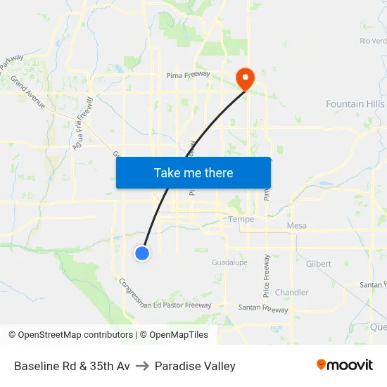Baseline Rd & 35th Av to Paradise Valley map