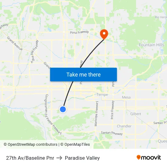 27th Av/Baseline Pnr to Paradise Valley map